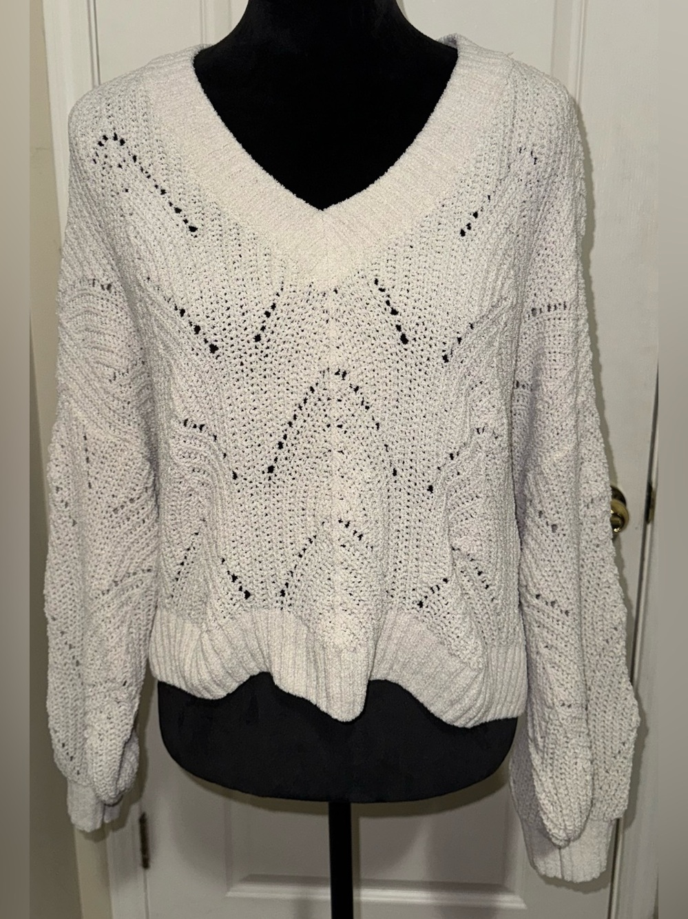 American Eagle V-Neck Open Knit Sweater